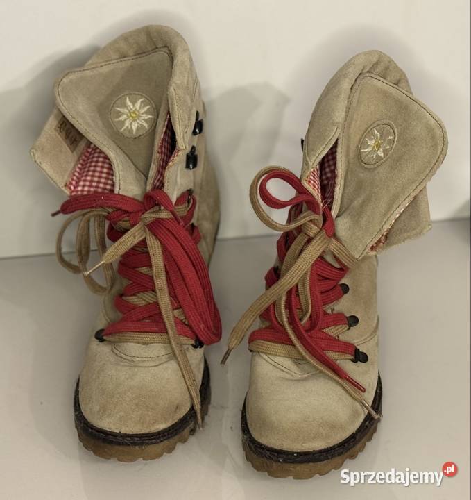 Stylowe zamszowe botki na obcasie Półbuty Pruszków