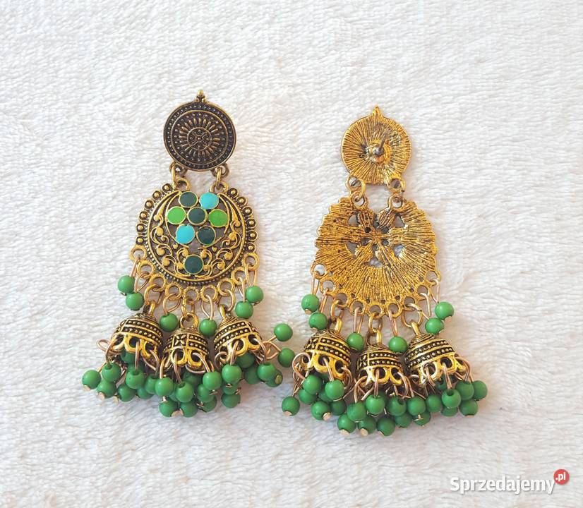 Nowe kolczyki indyjskie jhumki złoty kolor Szczecin