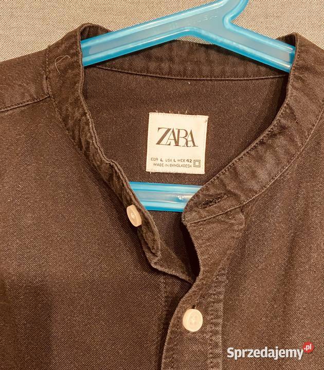 Czarna męska koszula z długim rękawem ZARA Żyrardów