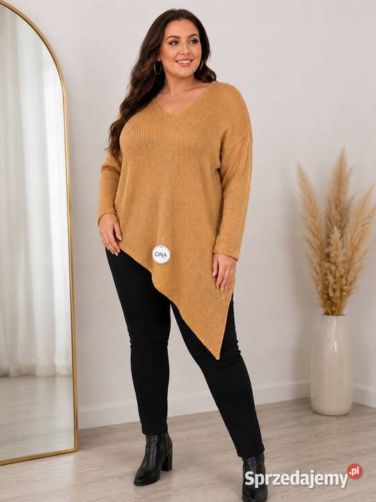 Sweter asymetryczny tunika oversize dekolt V Pątnów sprzedam