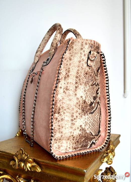 STELLA McCARTNEY TOREBKA WĄŻ PUDROWY RÓŻ ŁOSOŚ szary/srebrny Bydgoszcz