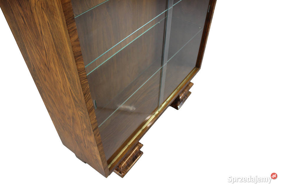 Witryna stojąca art deco w orzechu renowacji