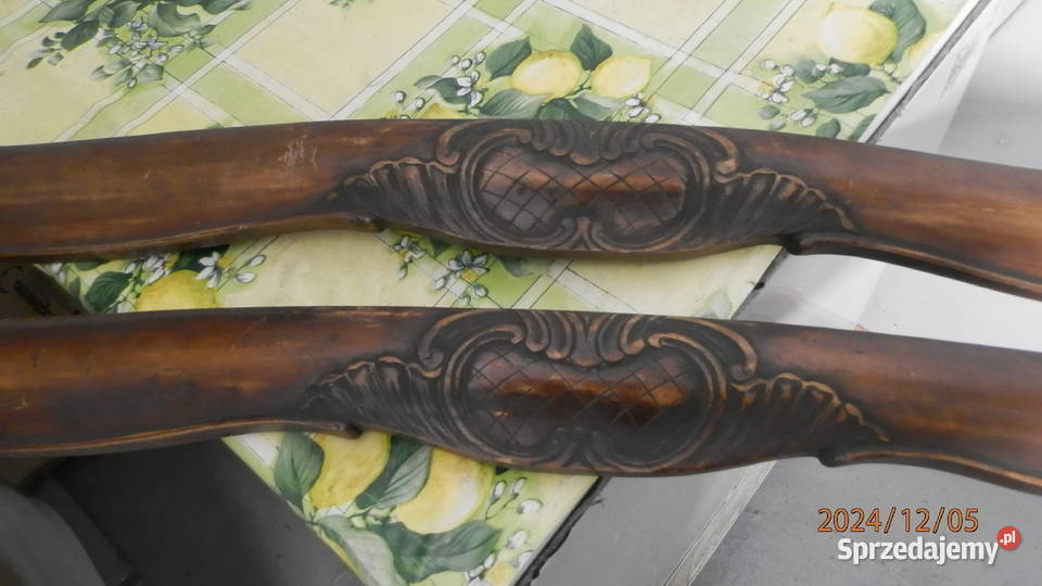 Karnisze antyk rzeźba drewno orzech niespotykane wielkopolskie