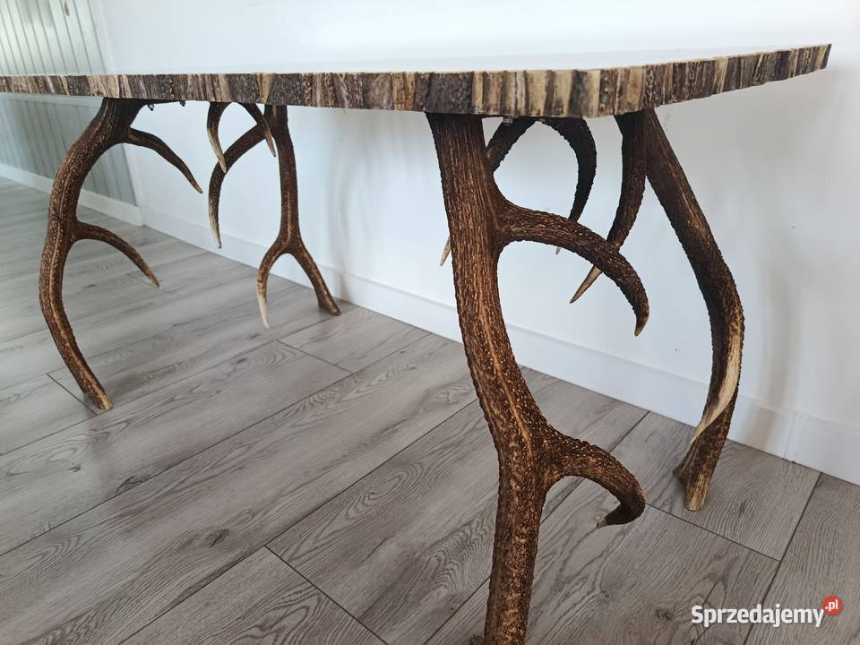 Duży Stół Myśliwski z Poroża Jelenia Antyki, Sztuka, Kolekcje kujawsko-pomorskie Brodnica