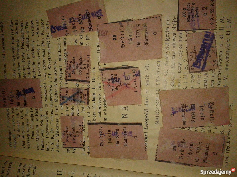 oryginalne odcinki kartek zywnosciowych 1940 41r Bielsko-Biała