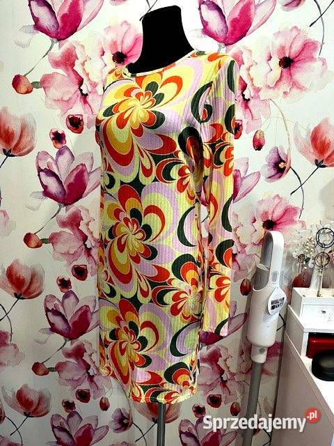 sukienka prążkowana modny wzór kwiaty flower Choszczno sprzedam