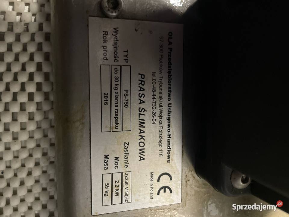 Prasa Oleju Ola 750 Żabno