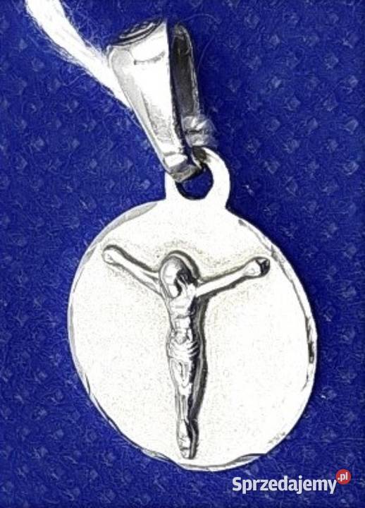 Krzyżyk srebrny Pan Jezus zawieszka satynowany Poznań sprzedam