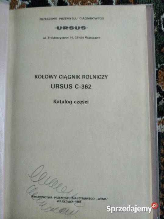 Katalog części Ursus C362 wydanie oryginalne lubelskie Lublin
