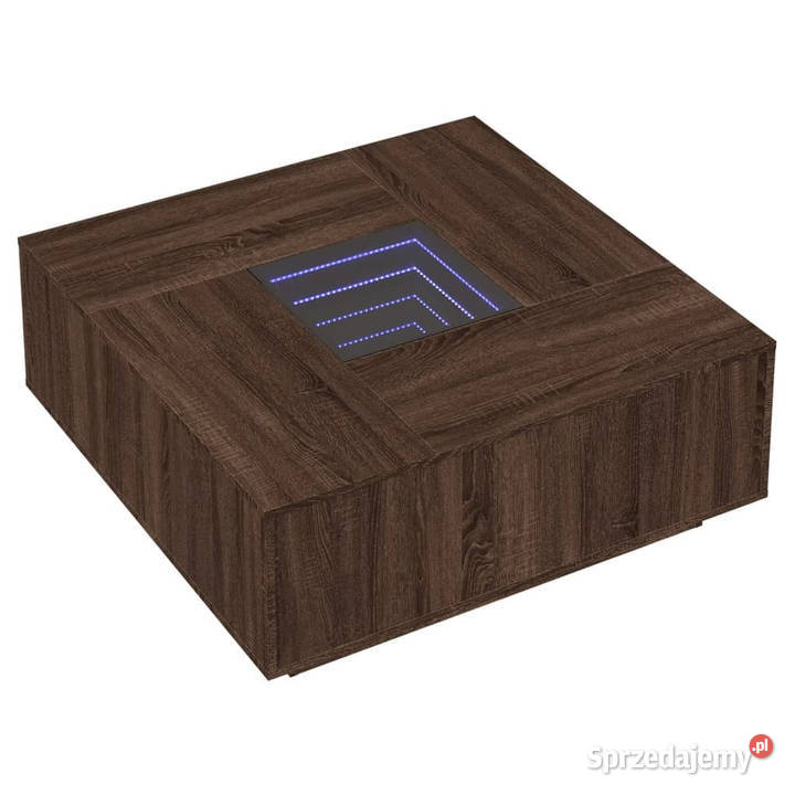 Stolik kawowy z LED Infinity brązowy dąb Warszawa