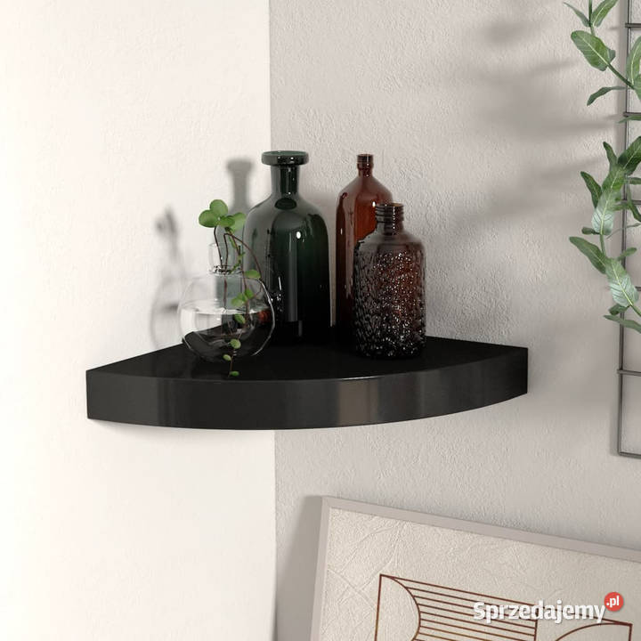 Narożna półka ścienna czarna 25x25x38 MDF Warszawa sprzedam