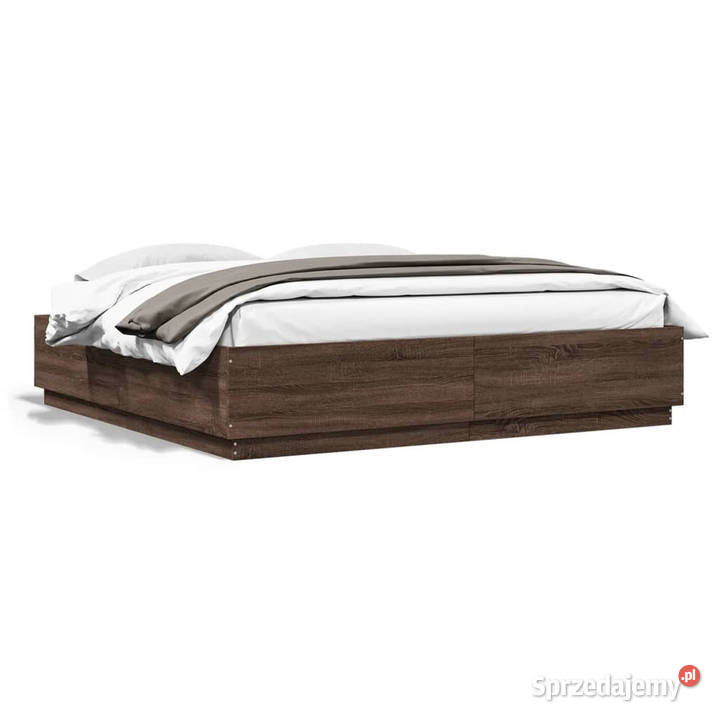 Rama łóżka z LED brązowy dąb 200x200 WM3209589 40cm Warszawa