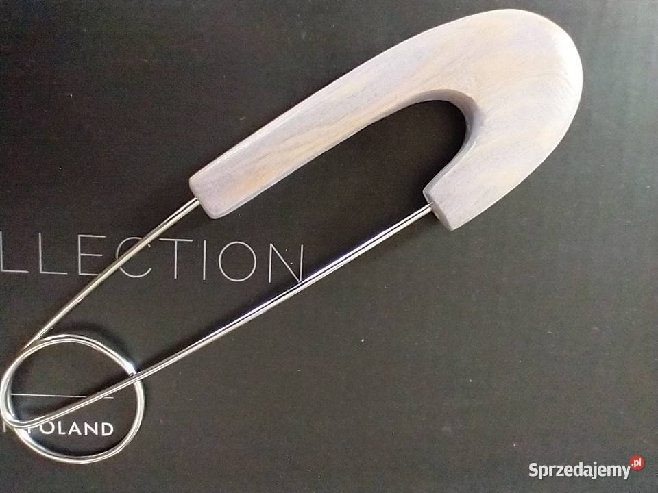 Lawendowa agrafka broszka drewno rękodzieło Łódź