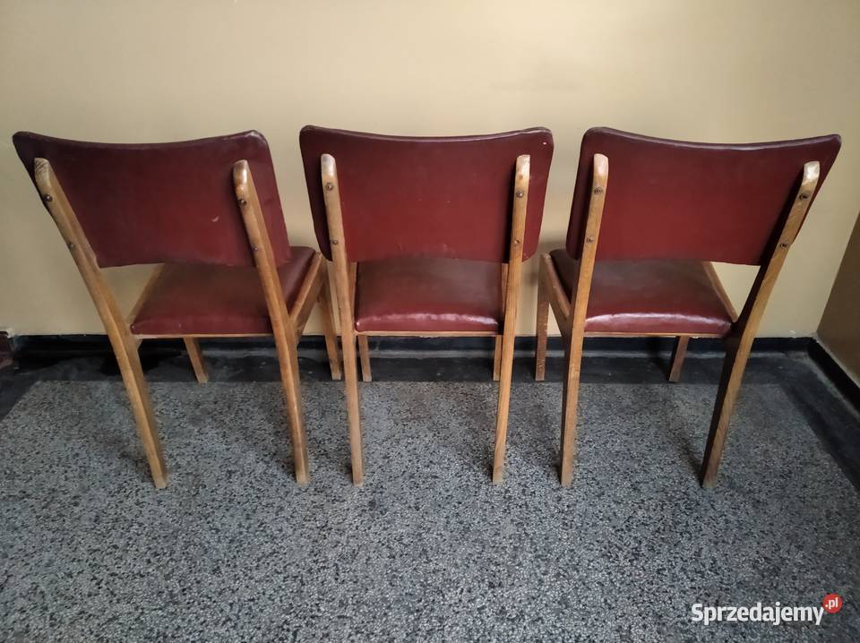 OKAZJA Krzesła Drewniane Skórzane 3 Zabrze sprzedam