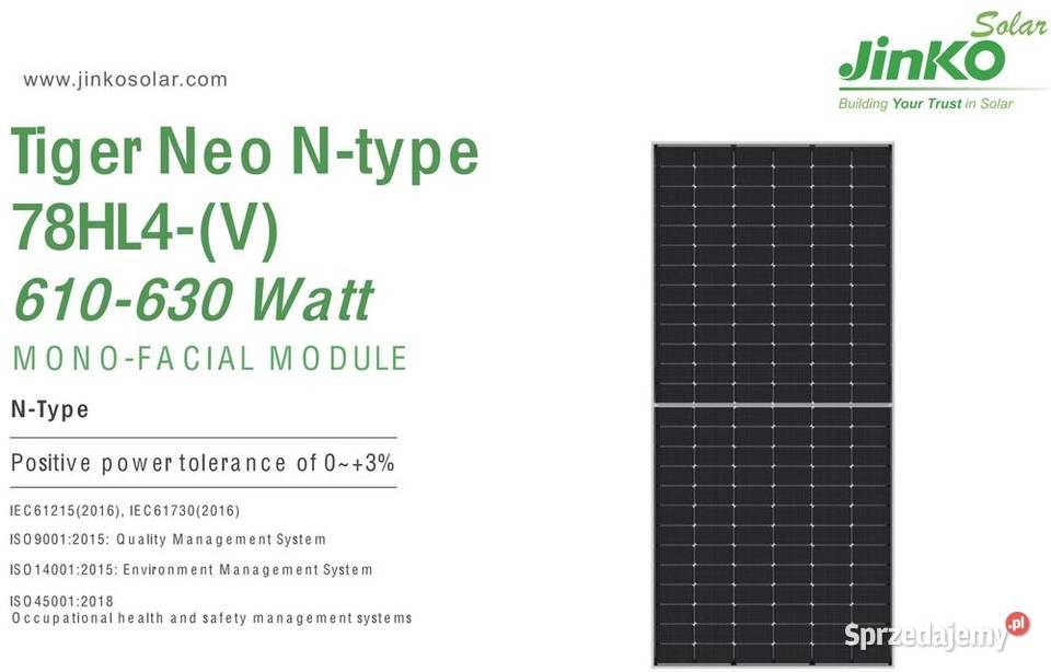 Panel PV JINKO 620W BDV GG HALFCUT N SILVER sprzedam