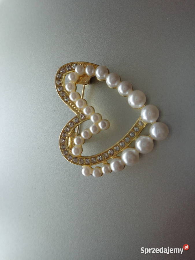 broszka nowa dwa serca kolor złota Dla kobiet Poznań