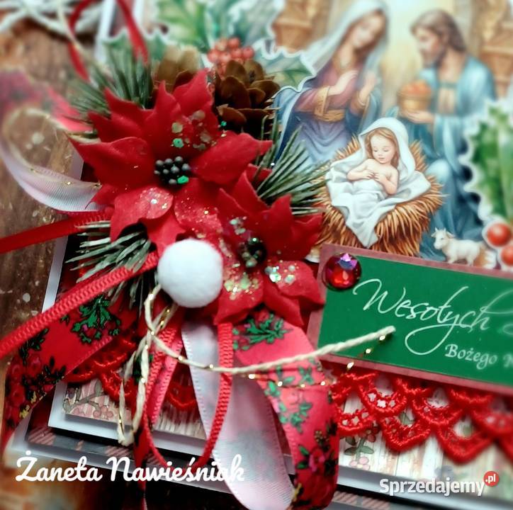 Kartka świąteczna klasyczna Boże Narodzenie małopolskie Mszana Dolna