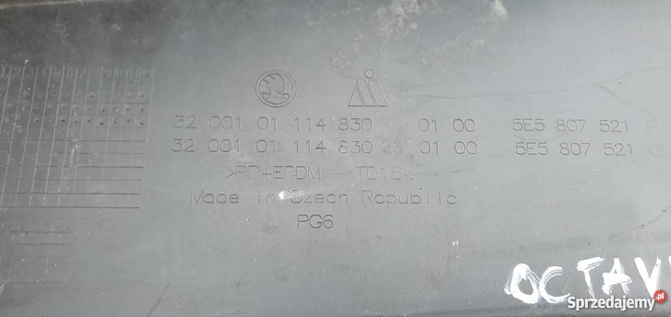 SKODA OCTAWIA III DOKŁADKA DYFUZOR SPOILER TYŁ Bieleń