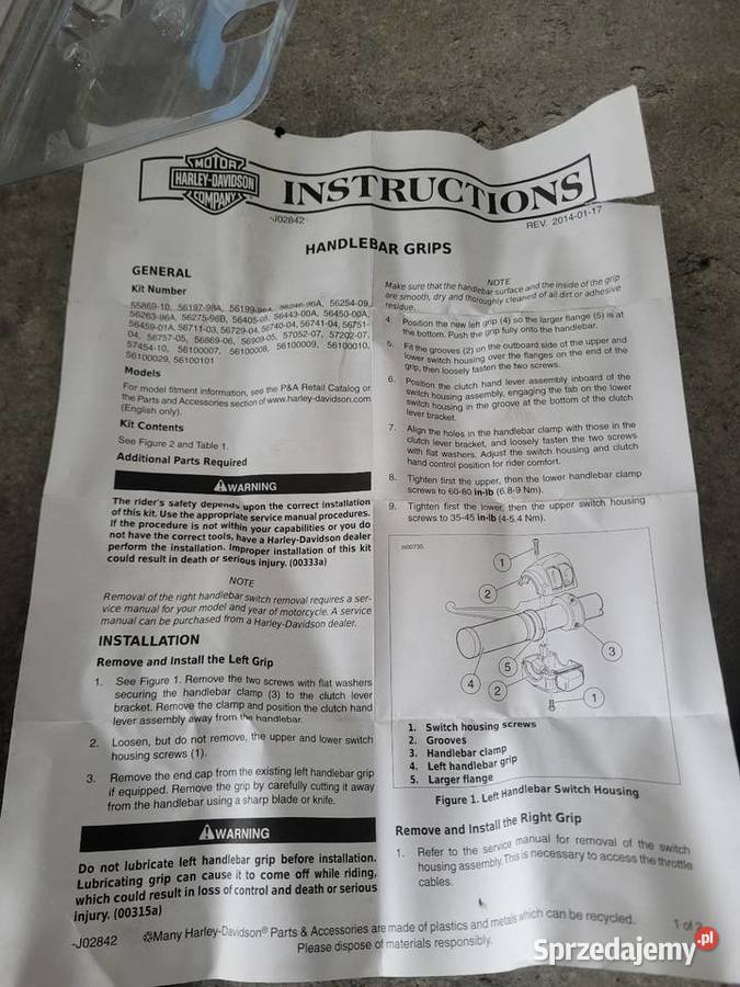 HARLEY DAVIDSON OEM RĄCZKA MANETKI MANETKA Nowy Tomyśl
