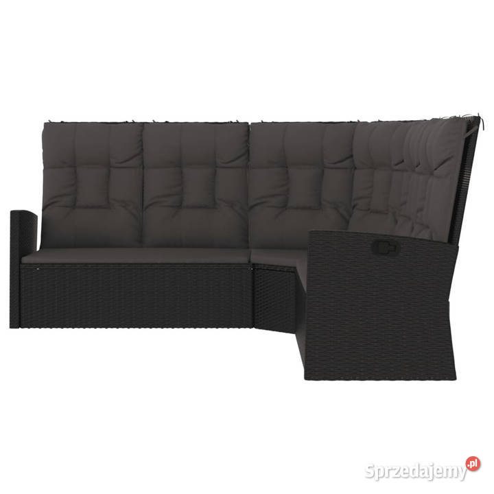 Rozkładana sofa narożna z poduszkami czarna Warszawa