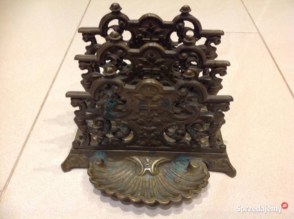 Stary Listownik Przybornik na Biurko Brąz Nowa Sól