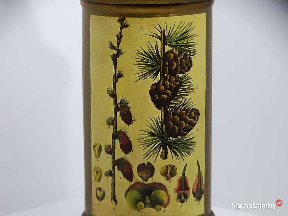 Zabytkowy pojemnik aptekarski z ilustracją Biłgoraj