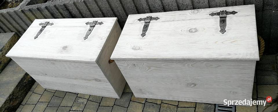 Skrzynia rustykalna siedziskokufer ławka biała Radków
