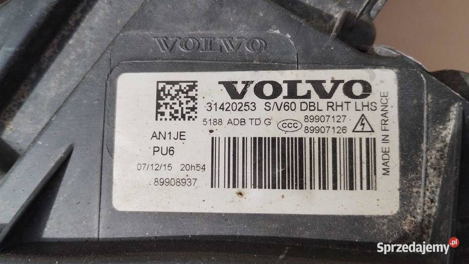 Lampa Lewa Bi Xenon Dynamic Skrętna Volvo V60 Oświetlenie