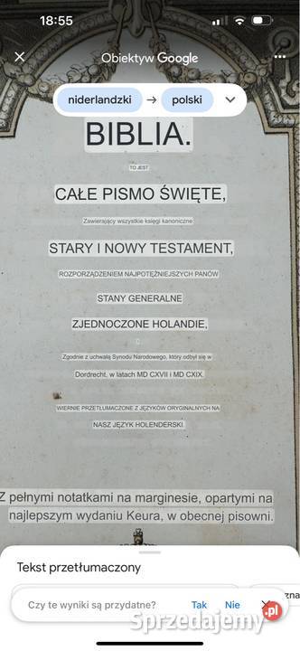 Stara Biblia w języku holenderskim antyk