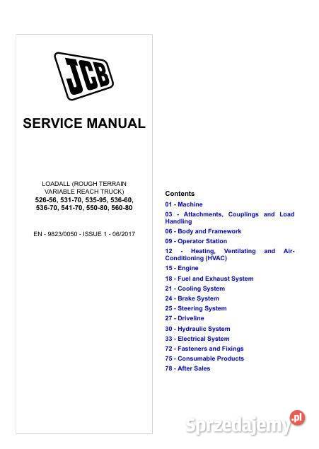 JCB 54170 55080 56080 instrukcja naprawy Kielce