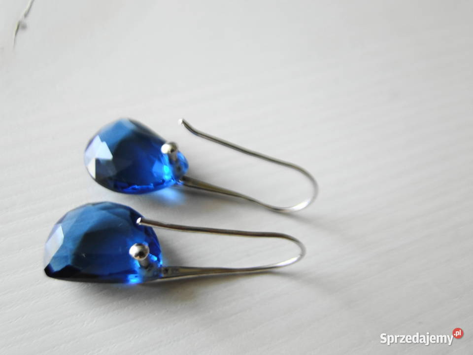 Kolczyki srebro i błękitne kryształki Warszawa