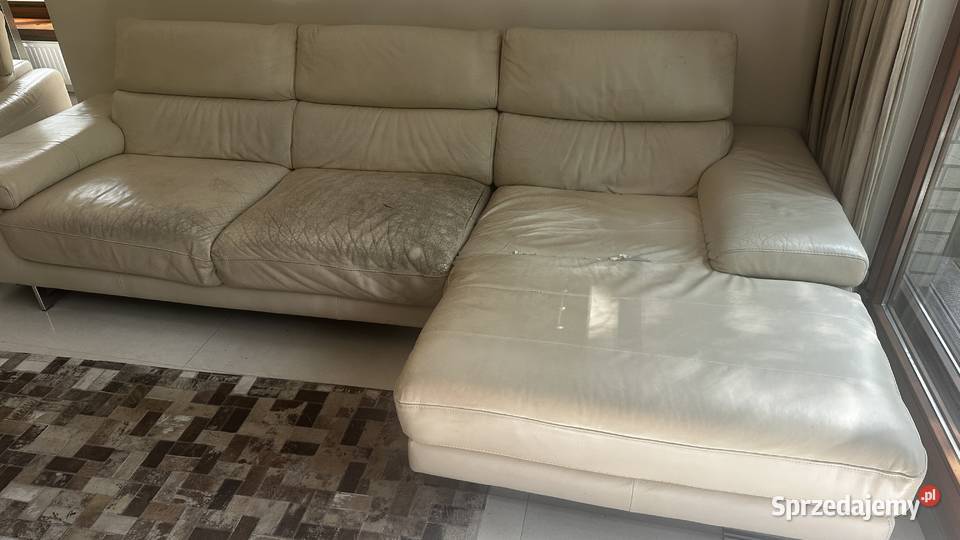 Komplet narożnik fotel włoska skóra Natuzzi Lesznowola