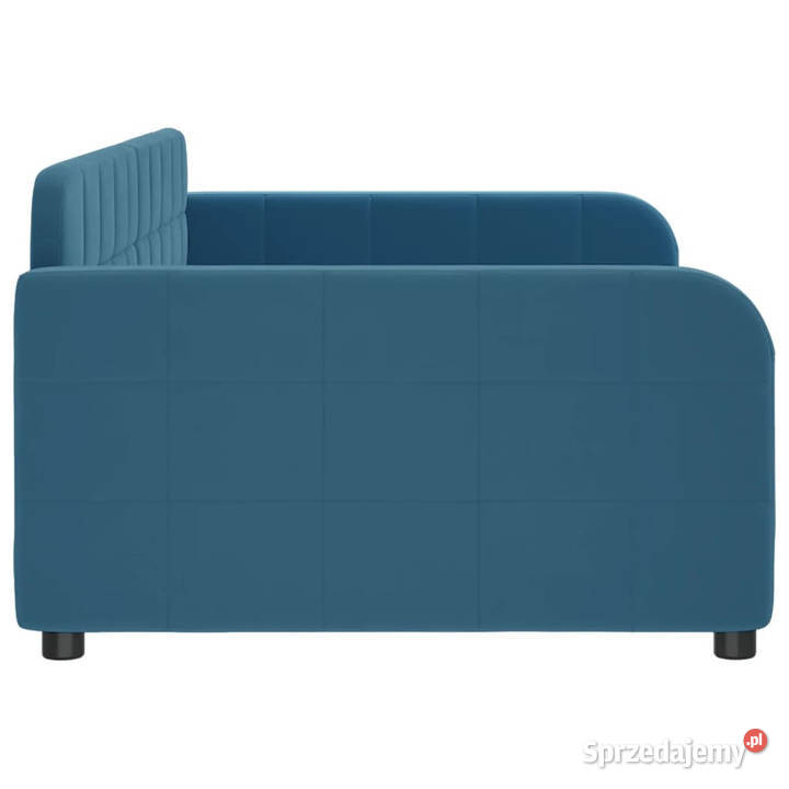 Sofa z funkcją spania niebieska obita aksamitem Warszawa
