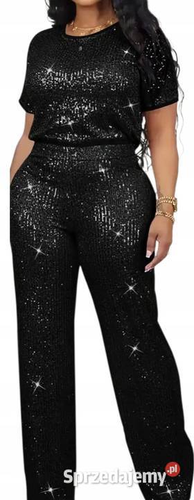 Komplet damski sylwestrowy cekiny elegancja i czarny