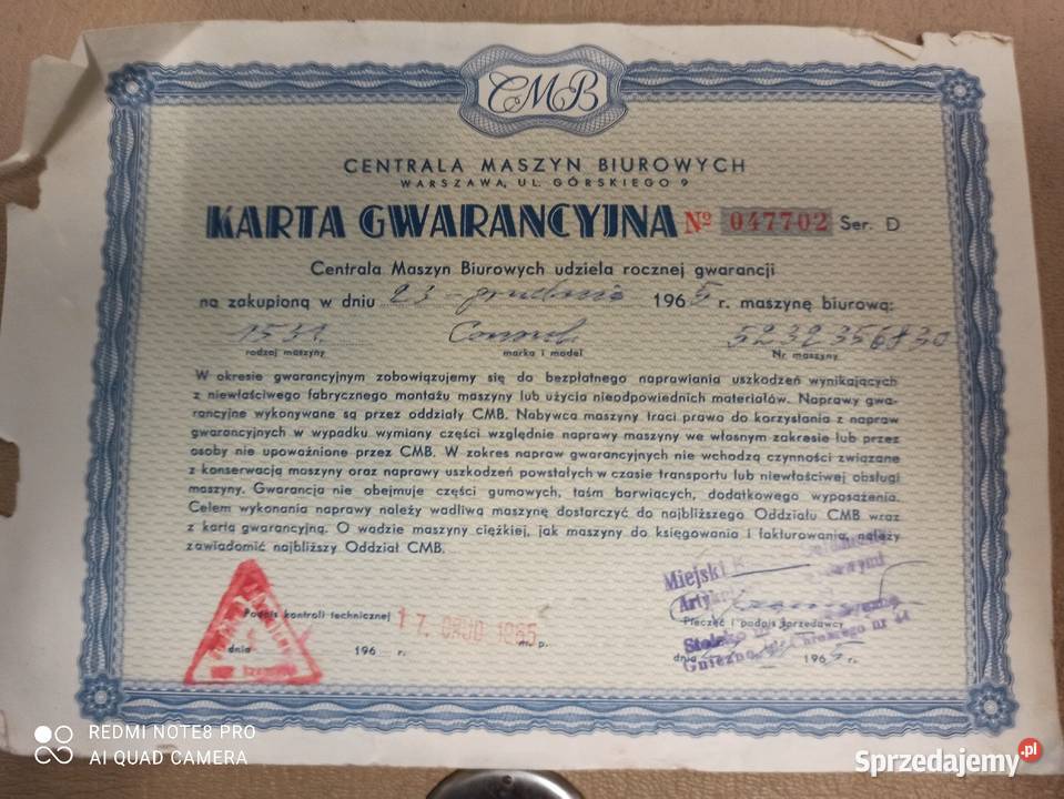 Maszyna do pisania Consul gwarancja instrukcja Gniezno