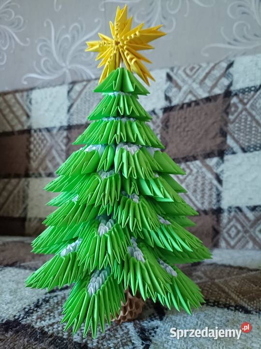 Choinka ze śniegiem Origami Modułowe 3D pomorskie Kwidzyn