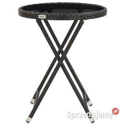 vidaXL Stolik herbaciany czarny 60 rattan PE i