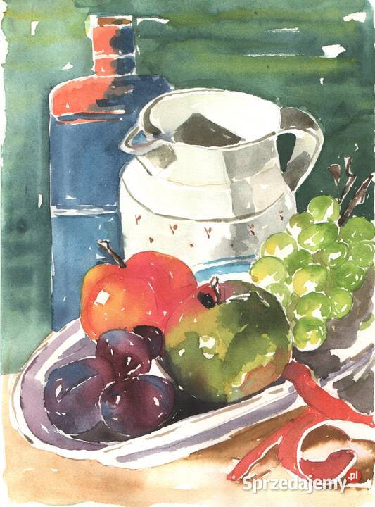 OBRAZ martwa natura akrylolejOWOCE Malarstwo dolnośląskie Gryfów Śląski