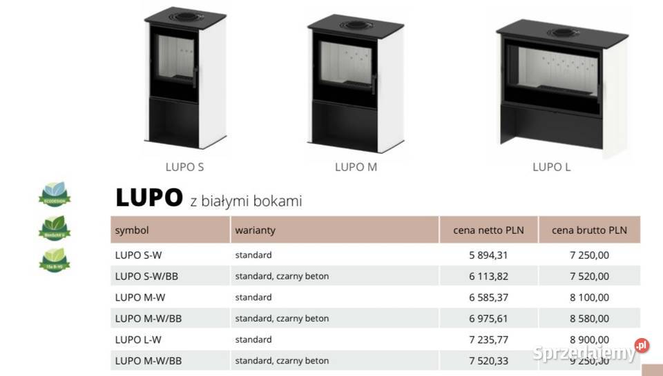 HITZE LUPO L Kominek wolnostojący białoczarny Międzychód sprzedam