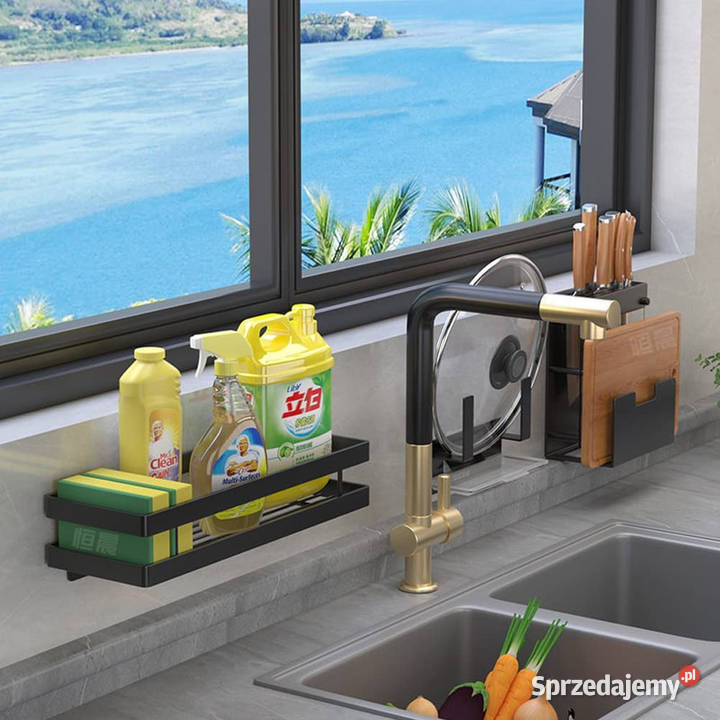 Przybornik czarny metalowy do kuchni 2