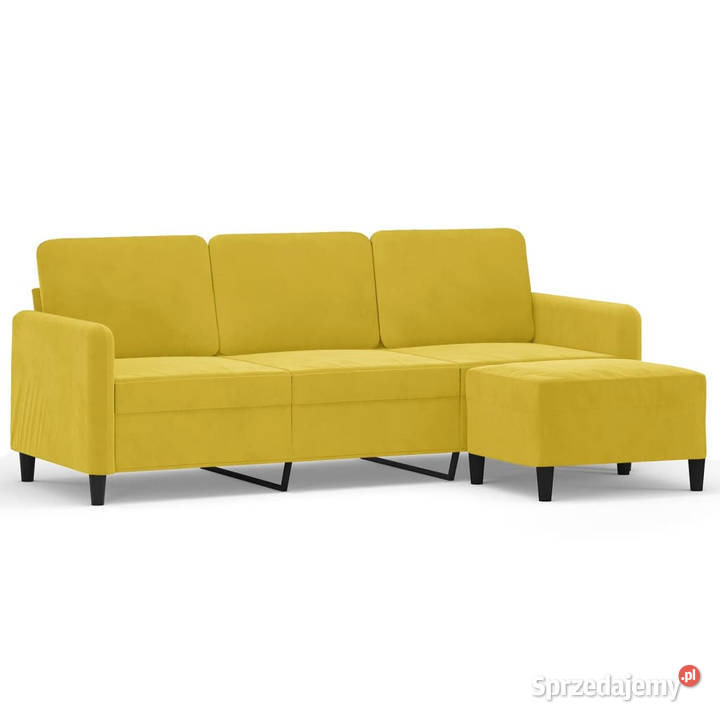 3osobowa sofa z podnóżkiem żółta 180 aksamit Warszawa sprzedam