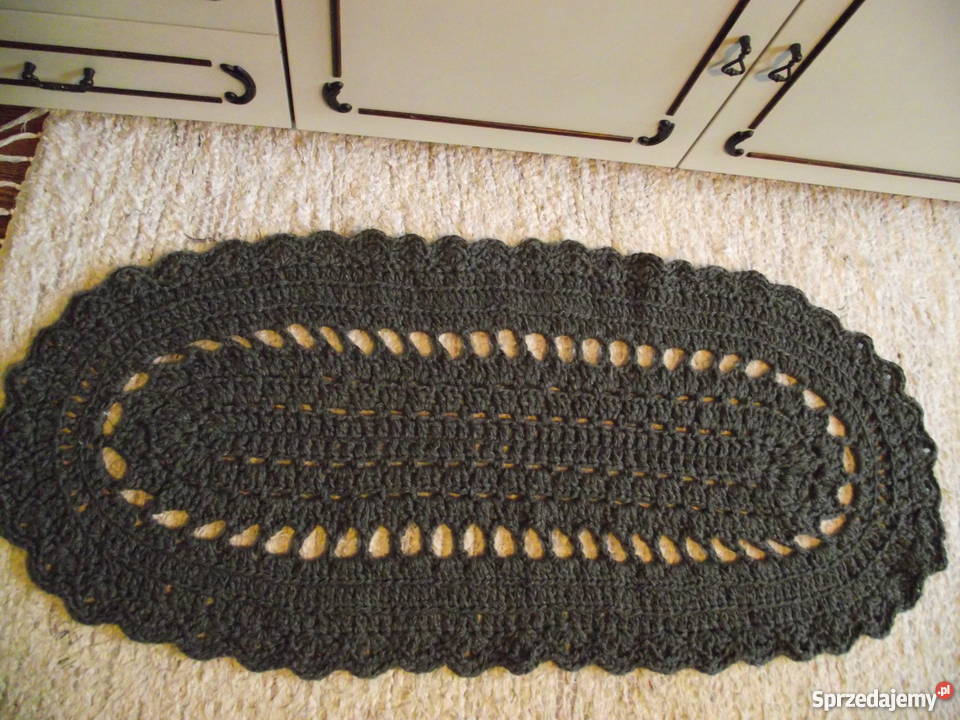 OWALNY POPIELATO SZARY WEŁNIANY DYWANIK 1.20m Dywany i wykładziny Piła