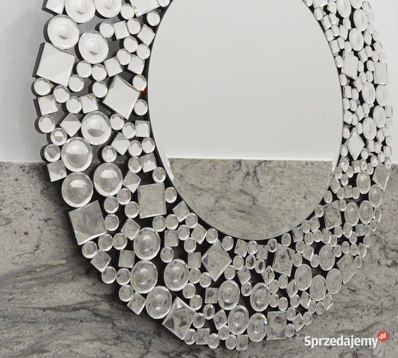 Kryształowe lustro glamour srebrne kryształki Warszawa