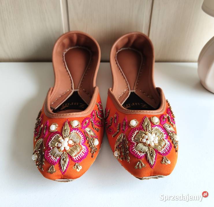 Nowe buty balerinki 39 38 pomarańczowe zdobione zachodniopomorskie Szczecin