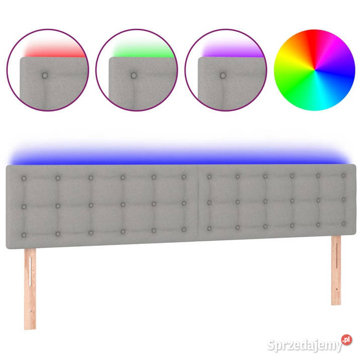 Zagłówek do łóżka z LED jasnoszary 200x5x7888