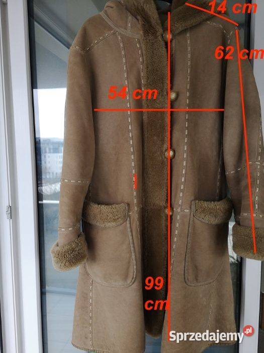 ALLEGRIA kożuch damski naturalny kaptur jasny brązowy/beżowy Warszawa