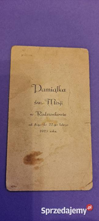 Pamiątka śwMisji w Radzionkowie 1925 śląskie Kraków