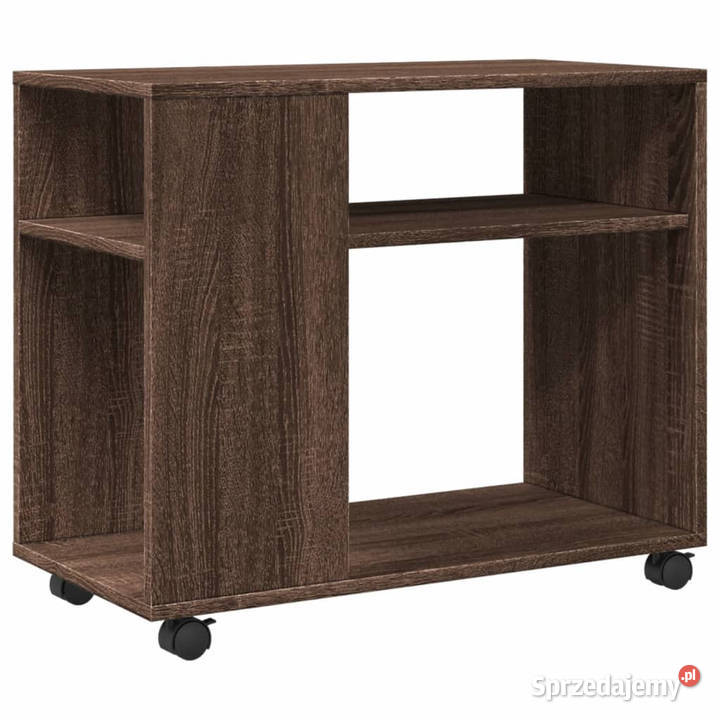 Stolik boczny na kółkach brązowy dąb 70x35x60 Warszawa
