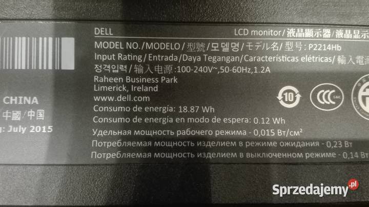 Monitor DELL P2214hb 22 cale Białobrzegi sprzedam