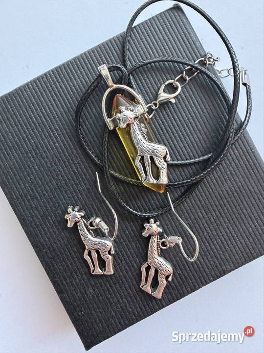 Zestaw biżuterii z metalu i szkła naszyjnik Biżuteria Łomża